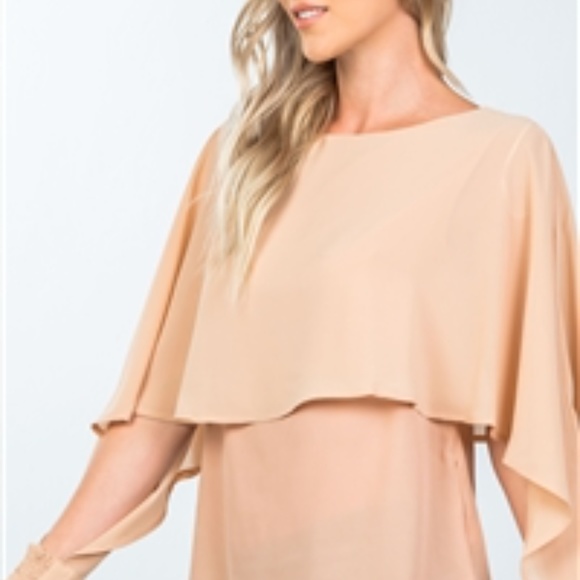 CAPE SLEEVE LAYERED BLOUSE - Picture 2 of 5
